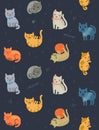 Seamless pattern with cute cats